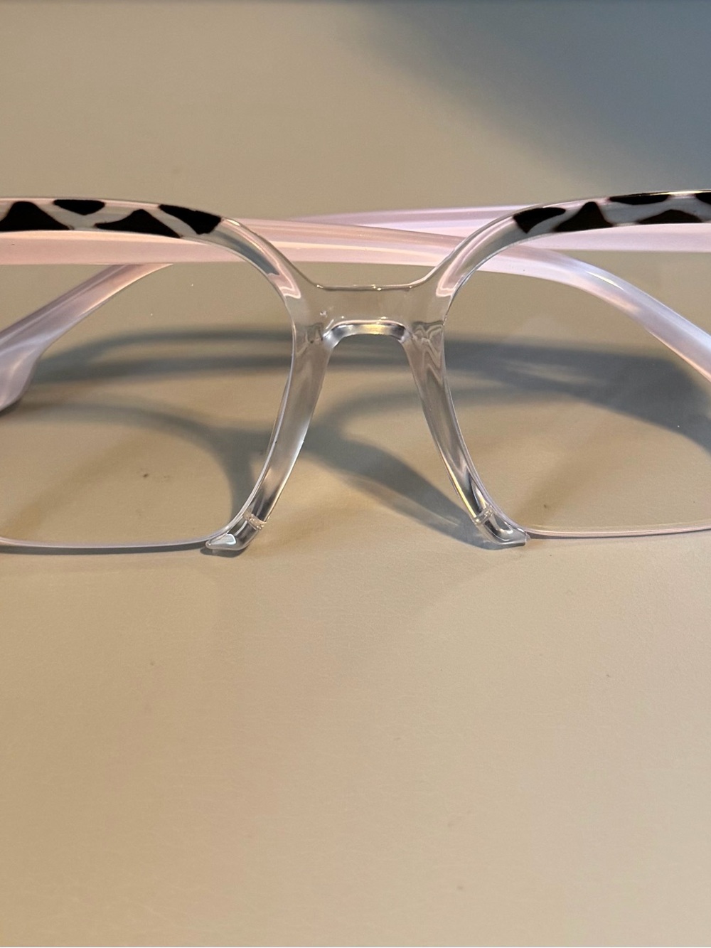 Clear Frame Reading Glasses with Black & White Temple Accent
